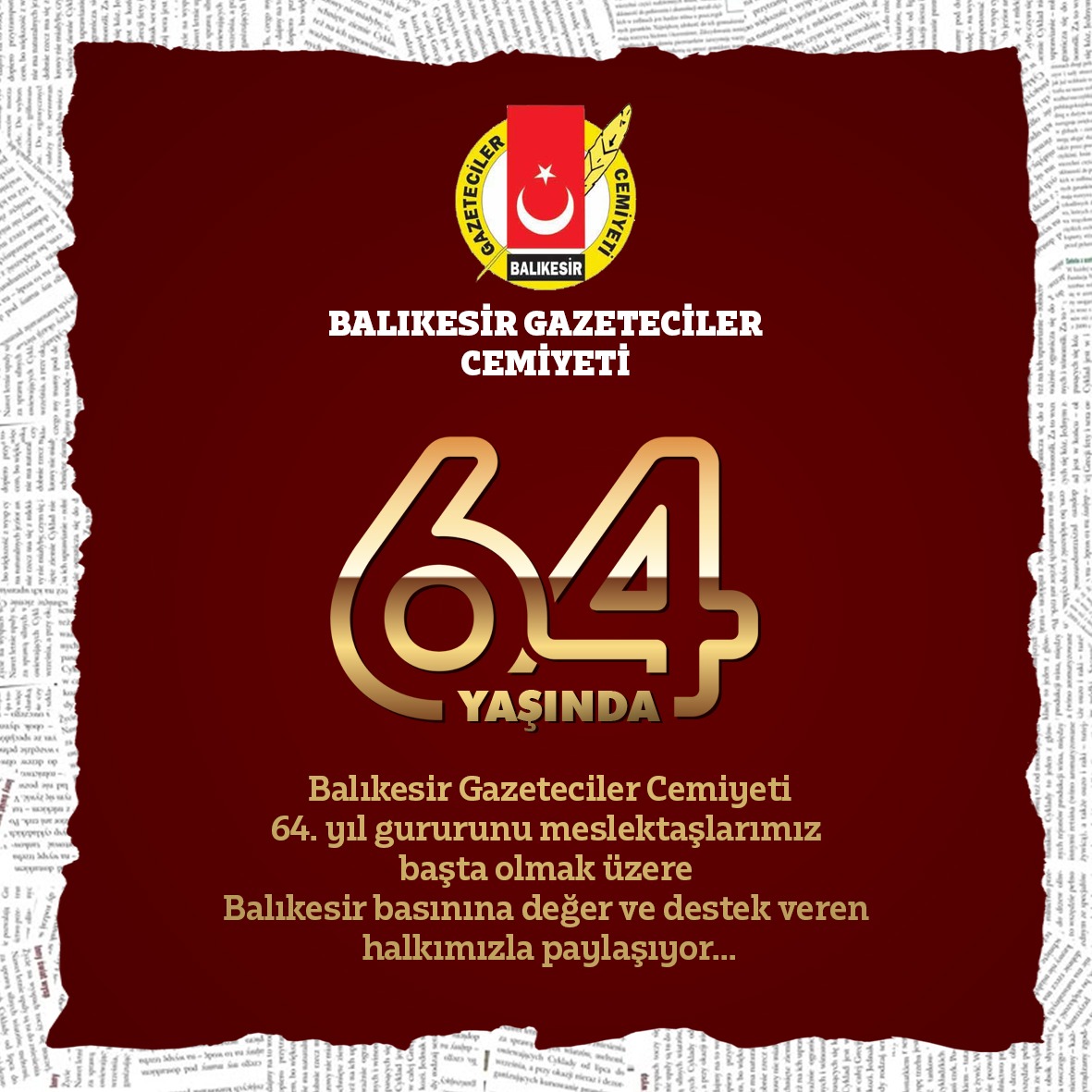 Balıkesir Gazeteciler Cemiyeti 64 Yaşında